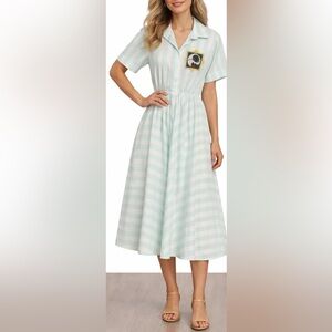 Vintage Avon Fashions Striped Shirt Dress with bird design - 9/10